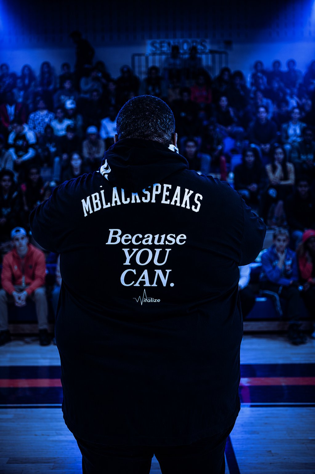 Marcus speaking to a crowd